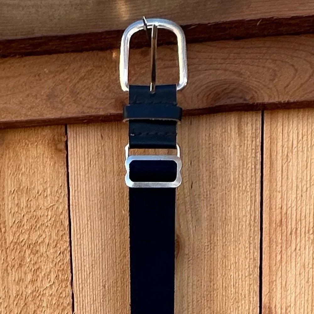 Softball. Baseball. Navy Youth Athletic Belt with Silver Buckle
